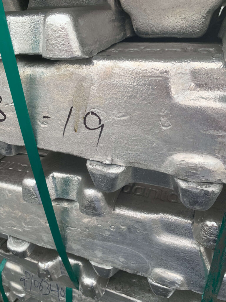 Close-up of an aluminium ingot